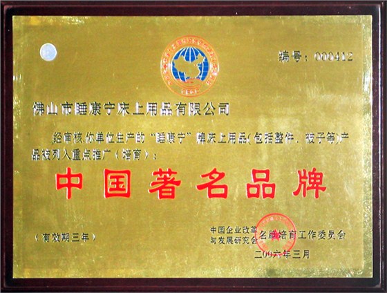 中國(guó)著名品牌證書
